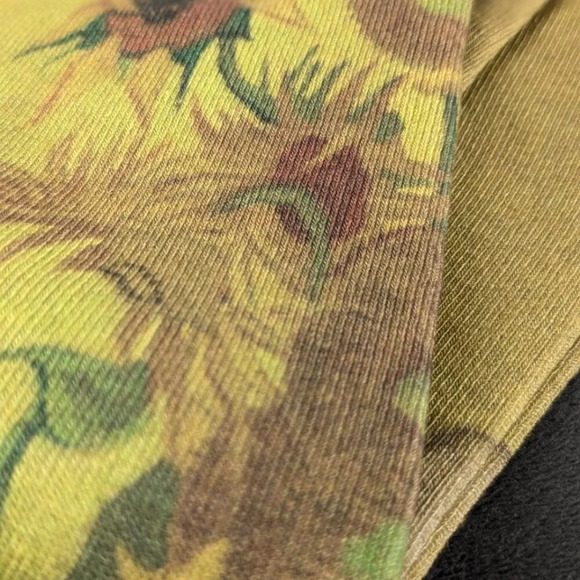 Green yellow color Van Gogh sunflowers in a vase novelty fancy whimsical socks - Picture 4 of 6